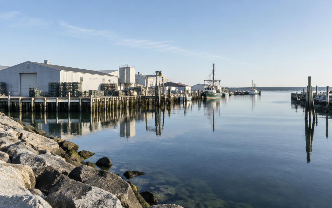 Present-day working harbor and industrial waterfront on Long Island